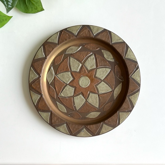 Vintage Other - Vintage Moroccan Handmade Copper Wall Plate Tray Decor